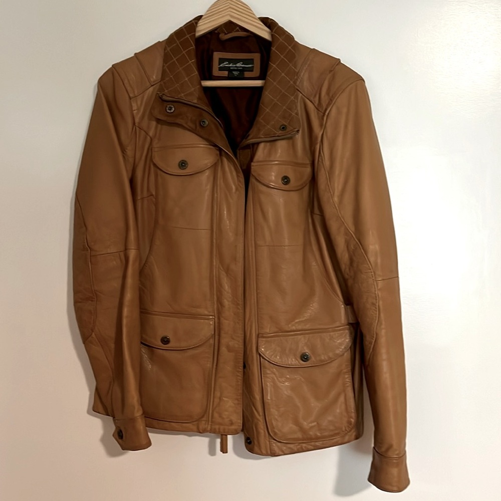Eddie Bauer REAL LEATHER Bomber Jacket, brown or tan, size medium
